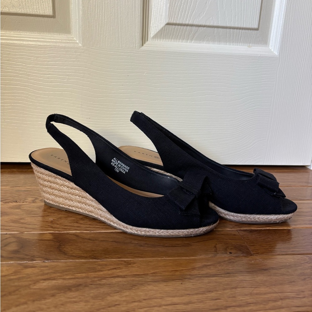 Karen Scott Black Wedge Slingback Shoes